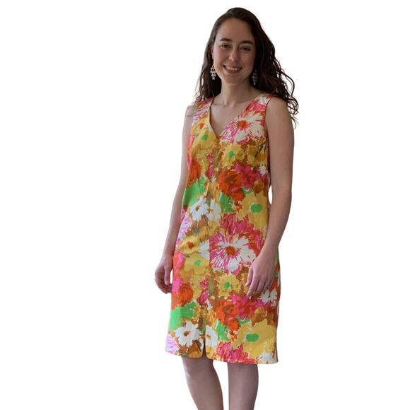 Talbots Bright Floral Sheath Dress, Size 6P - Picture 1 of 5
